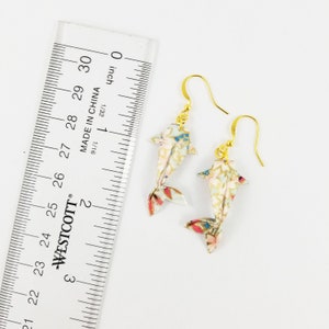 Floral Koi Fish Earrings,Origami Koi Fish,Koi Fish Jewelry,Paper Anniversary Gifts,First Anniversary Gift,Gift For Her,Koi Fish,Fish Earring image 3