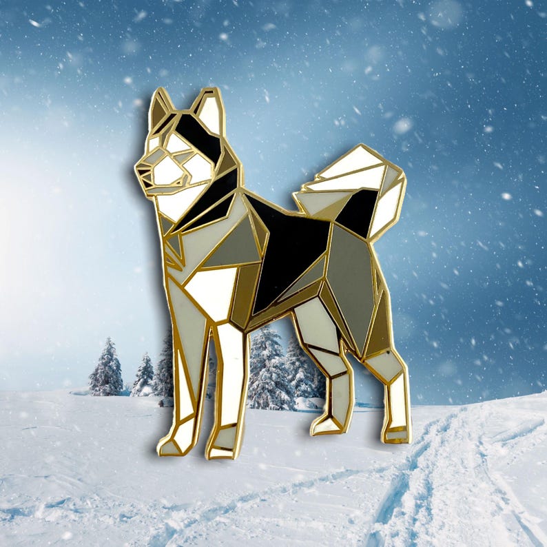 Emaille pin Siberische husky - husky minnaar cadeau, husky vader cadeau, hondenras pin, schattige husky pin badge, hondenliefhebber cadeau afbeelding 3