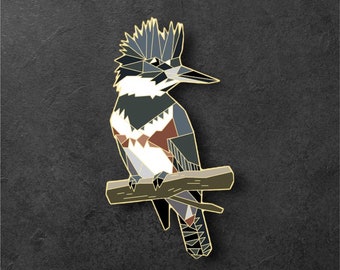 PREORDER: Belted Kingfisher Enamel Pin,Bird Enamel Pin,Origami Jewelry,Kingfisher,Bird Lover,Bird Gift,Bird Pins,Birds,Bird Jewelry,Bird Art