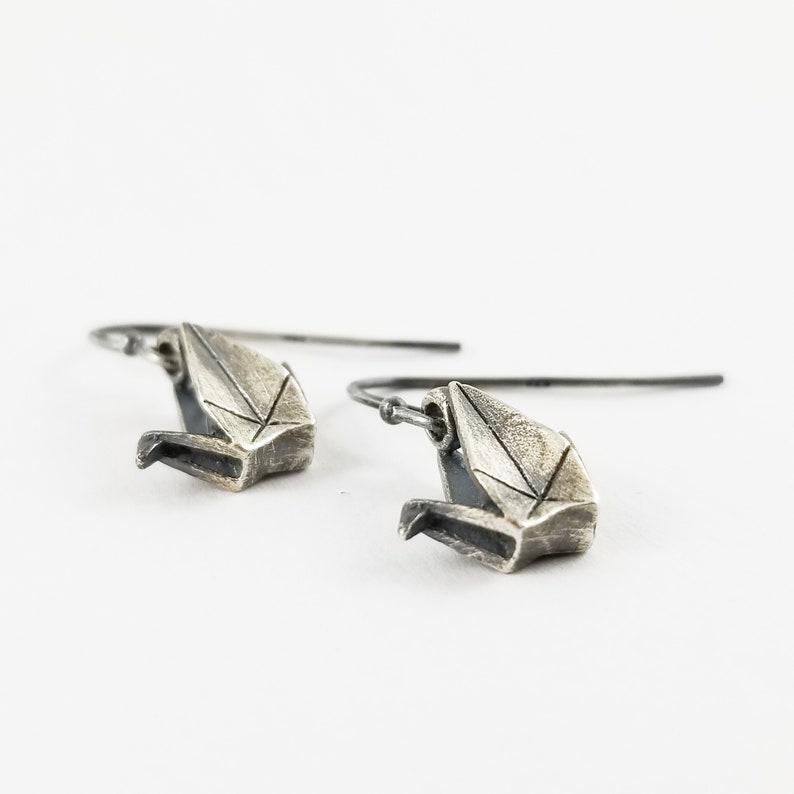 925 Silver Crane Earrings,First Anniversary Gift,Origami Crane Earrings,Paper Crane Jewellery,Paper Crane Earrings,Paper Anniversary,origami image 6