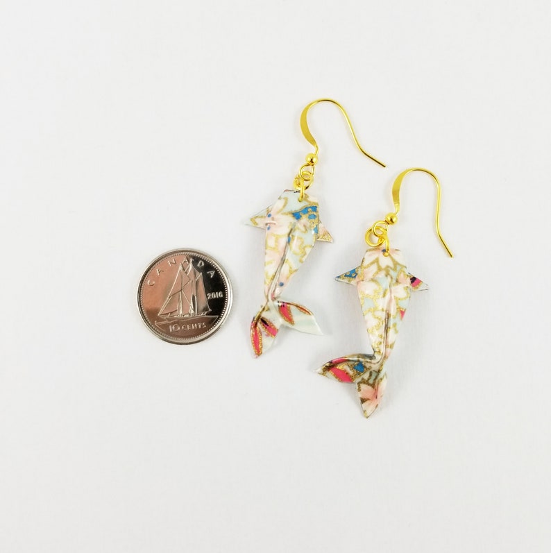 Floral Koi Fish Earrings,Origami Koi Fish,Koi Fish Jewelry,Paper Anniversary Gifts,First Anniversary Gift,Gift For Her,Koi Fish,Fish Earring image 2