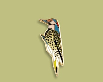 Northern Flicker Enamel Pin,Bird Enamel Pin,Origami Jewelry,Woodpecker pin,Bird Lover,Bird Gift,Bird Pins,Bird watcher gifts,birds