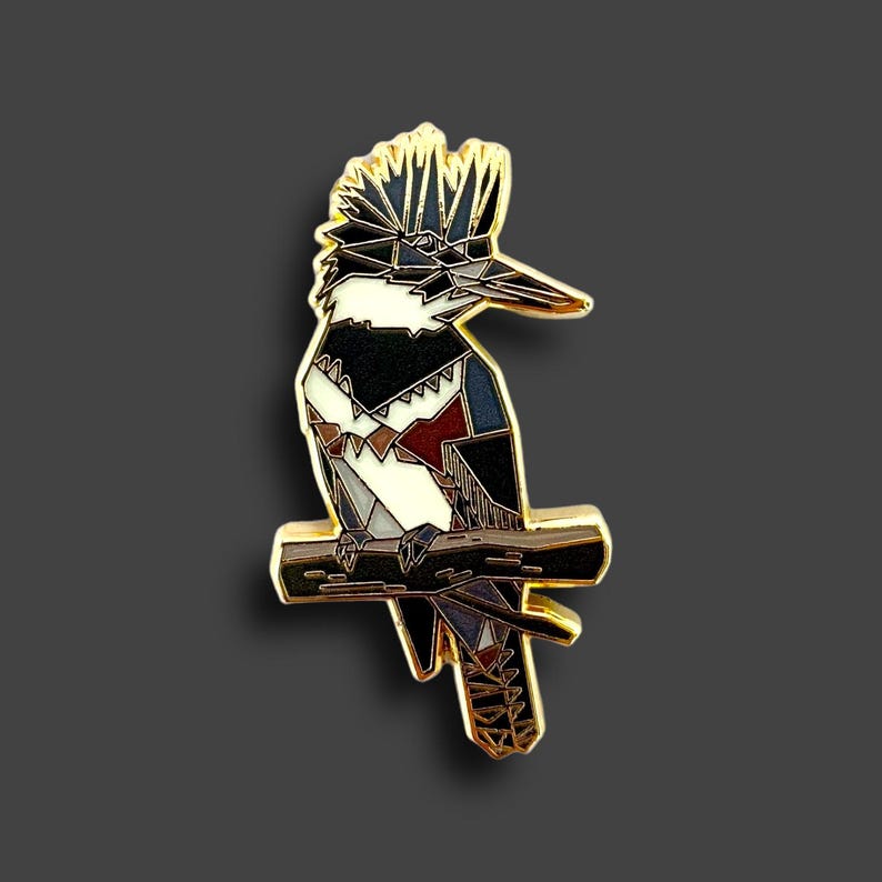 Belted Kingfisher Enamel Pin – Bird Lover Gift, Bird Watching Pin, Wildlife Pin, Backyard Bird Gift, Nature Lover Pin image 6