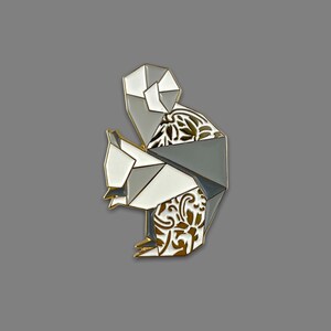 Squirrel Enamel Pin,Enamel Pin,Squirrel Pin,Squirrel Jewelry,Origami Squirrel,Squirrel Gift,Squirrel Friend,White Squirrel,Squirrel Pins image 2