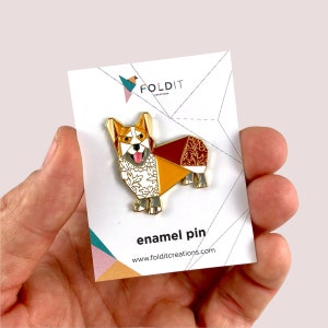 Corgi Enamel Pin,origami Corgi Enamel Pin,dog Pin,dog Gift,dog Lover ...