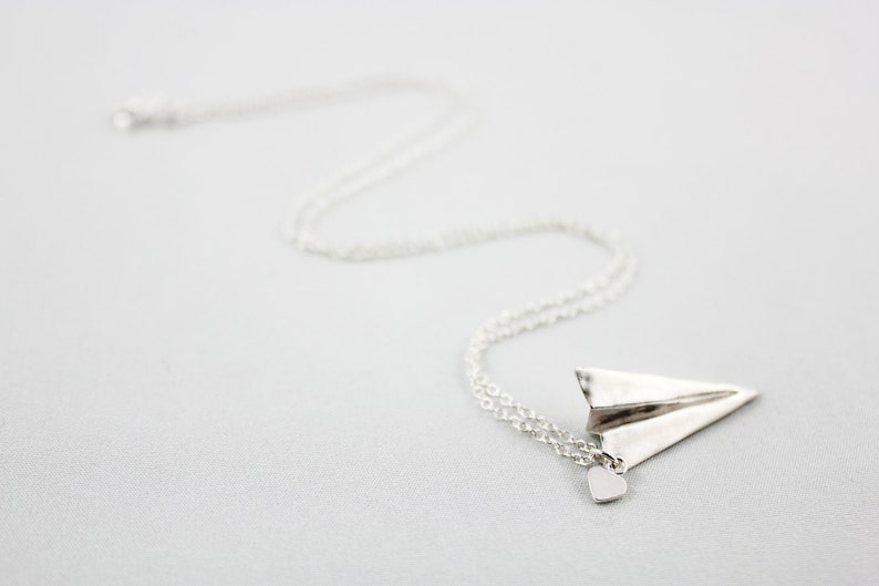 Paper Airplane Necklace Silver Paper Plane JewelryPaper Etsy