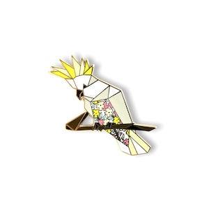 Origami Cockatoo Enamel Pin,Cockatoo Pin,Cockatoo Gifts,Australian Pin,Cockatoo Gift,Bird Jewelry,Bird Pin,Sulphur Crested Cockatoo,Birds image 6