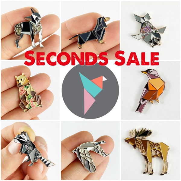 Any 4 Pins,Seconds Sale,Origami Enamel Pin,B Grade Pin,Enamel Pin,Origami Jewelry,Imperfect Pin Sale,Dog Pins,B Grade Pins,Pin Collection