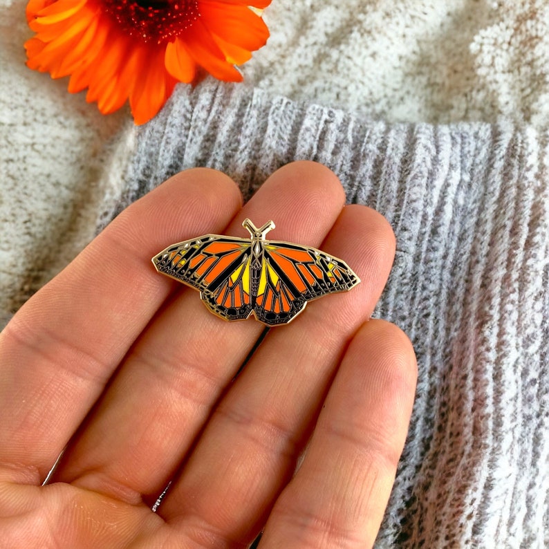 Monarch Butterfly Enamel Pin,Monarch Enamel Pin,Origami Jewelry,Monarch Jewelry,Butterfly Pin,Monarch Art,Monarch Butterfly Gifts image 3