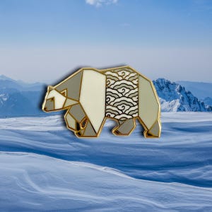 Polar Bear Enamel Pin – Bear Lover Gift, Arctic Animal Pin, Wildlife Enamel Pin, Canadian Wildlife Gift, Origami Bear Pin image 2
