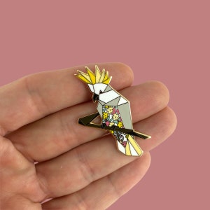 Origami Cockatoo Enamel Pin,Cockatoo Pin,Cockatoo Gifts,Australian Pin,Cockatoo Gift,Bird Jewelry,Bird Pin,Sulphur Crested Cockatoo,Birds 画像 5