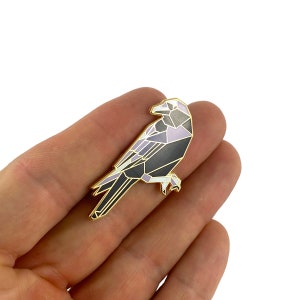 Crow Enamel Pin,Bird Enamel Pin,Origami Jewelry,Crow pin,Bird Lover,Bird Gift,Bird Pins,Birds,Crow Jewelry,Crow Art,Crow Gifts,Crow Gift image 3