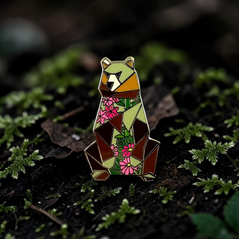 Origami Brown Bear Enamel Pin: Bear Lover Gift image 10