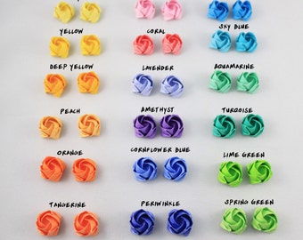 Colorful Origami Flower Stud Earrings,Paper Anniversary Gift,Origami Jewelry,First Anniversary Gift For Her,Tiny Flower Studs,Rose Earrings