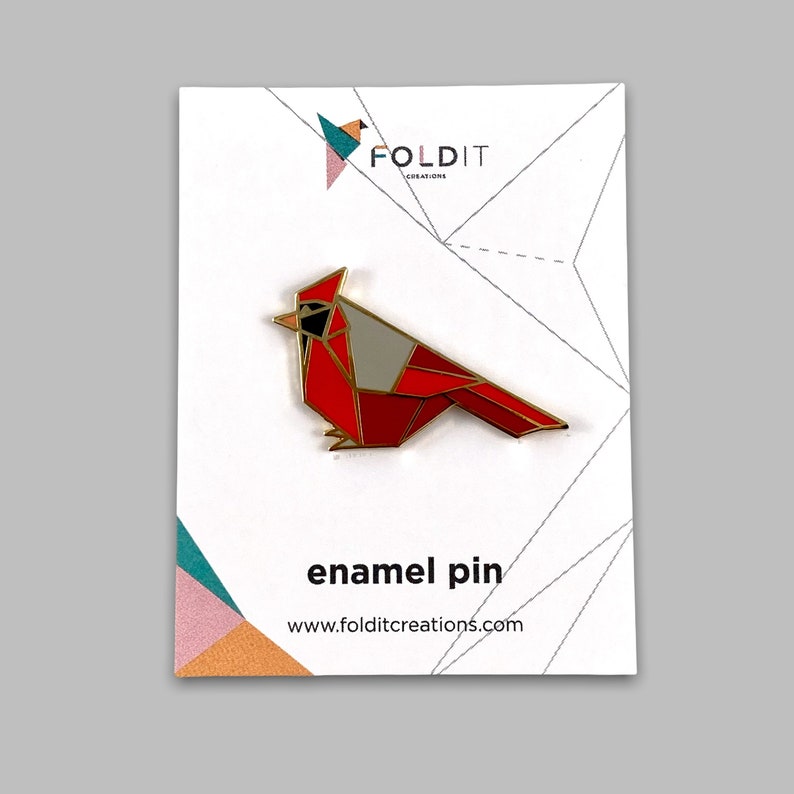 Cardinal Enamel Pin,Bird Enamel Pin,Origami Jewelry,Cardinal Pin,Cardinal Bird,Origami Bird,Bird Lover,Bird Gift,Bird Pins,Bird,Cardinal Art image 8