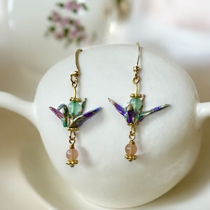 Origami Paper Crane Earrings,paper crane earrings,origami crane earrings,paper anniversary gift,origami earrings,cool earrings,paper gifts