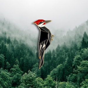 Helmspecht Emaille Pin,Origami Schmuck,Specht Pin,Specht Schmuck,Origami Vogel,Vogelliebhaber,Vogelgeschenk,Vogelgeschenke,Vogel