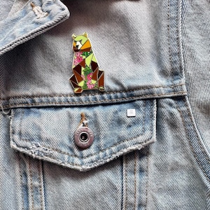 Origami Brown Bear Enamel Pin: Bear Lover Gift image 8
