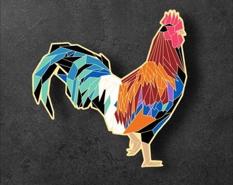 PREORDER: Rooster Enamel Pin,Bird Enamel Pin,Origami Jewelry,Rooster Gifts,Bird Lover,Bird Gift,Bird Pins,Birds,Bird Jewelry,Chicken Lady