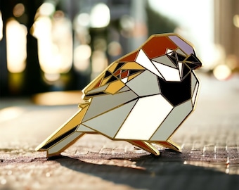 Male Sparrow Enamel Pin,Bird Enamel Pin,Origami Jewelry,Sparrow pin,Bird Lover,Bird Gift,Bird Pins,Bird Watcher,Birds,Sparrow Jewelry,Bird