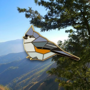 Getufte Mees Emaille Pin, Vogel Emaille Pin, Origami Sieraden, Mees pin, Vogelliefhebber, Vogel Cadeau, Vogelpinnen, Vogelkijker, Vogels kijken afbeelding 1