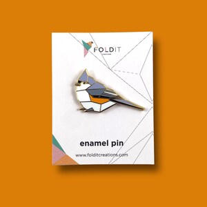 Tufted Titmouse Enamel Pin,Bird Enamel Pin,Origami Jewelry,Titmouse pin,Bird Lover,Bird Gift,Bird Pins,Bird Watcher,Bird Watching image 8