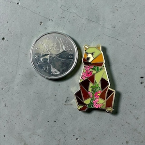 Origami Brown Bear Enamel Pin: Bear Lover Gift image 4