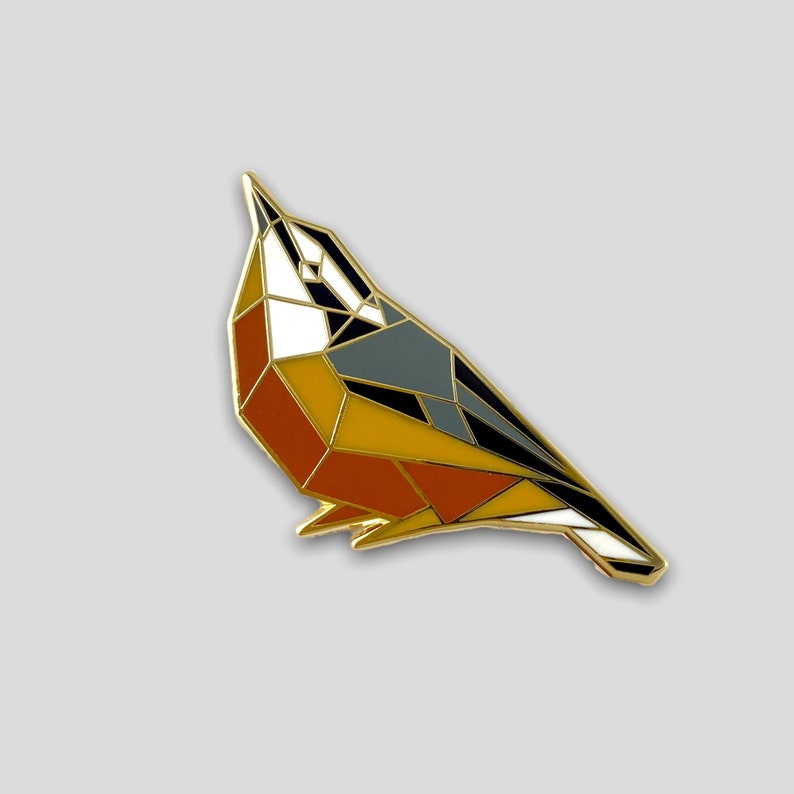 Red-breasted Nuthatch Enamel Pin,Bird Enamel Pin,Origami Jewelry,Nuthatch pin,Bird Lover,Bird Gift,Bird Pins,Bird Watcher,Bird Watching image 2