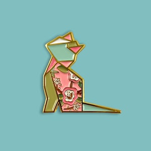 Cat Enamel Pin,Enamel Pin,Stocking Stuffer,Origami Jewelry,Neko Pin,Cat Gift,Cat Lover,Origami Cat,Crazy Cat Lady,Kitty Cat Pin,Cat Gifts