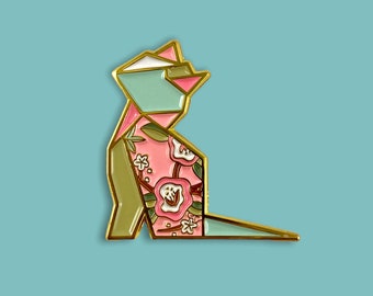 Cat Enamel Pin,Enamel Pin,Stocking Stuffer,Origami Jewelry,Neko Pin,Cat Gift,Cat Lover,Origami Cat,Crazy Cat Lady,Kitty Cat Pin,Cat Gifts