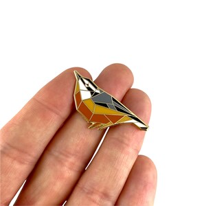 Red-breasted Nuthatch Enamel Pin,Bird Enamel Pin,Origami Jewelry,Nuthatch pin,Bird Lover,Bird Gift,Bird Pins,Bird Watcher,Bird Watching image 3