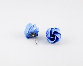 Periwinkle Origami Rose Örhängen, Pappersjubileumspresent