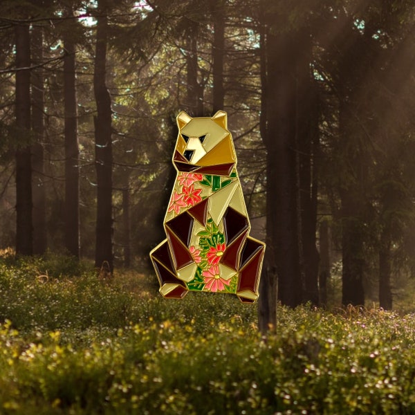 Origami Brown Bear Enamel Pin,Bear Enamel Pin,Bear Pins,Bear Gifts,Canadian Pin,Canadian Gift,Bear Jewelry,Bear Lover,Brown Bear,Bear Gift