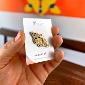 Monarch Butterfly Enamel Pin,Monarch Enamel Pin,Origami Jewelry,Monarch Jewelry,Butterfly Pin,Monarch Art,Monarch Butterfly Gifts image 6
