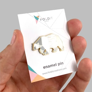 Polar Bear Enamel Pin – Bear Lover Gift, Arctic Animal Pin, Wildlife Enamel Pin, Canadian Wildlife Gift, Origami Bear Pin image 8
