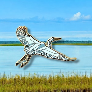 Egret Enamel Pin,Bird Enamel Pin,Origami Jewelry,Bird Lover,Bird Gift,Bird Pins,Bird watcher gifts,Heron Art,Bird Jewelry,Birding,Bird pins