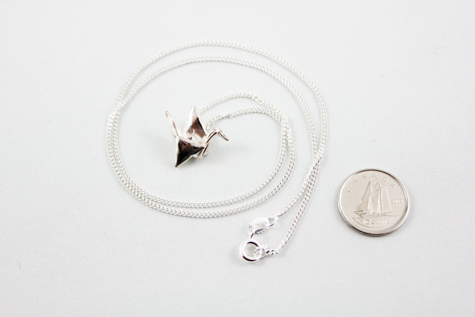 Paper Crane Necklacesilver Origami Crane Necklaceorigami Etsy