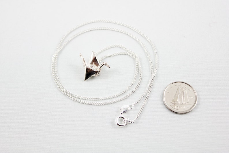Paper Crane Necklacesilver Origami Crane Necklaceorigami Etsy