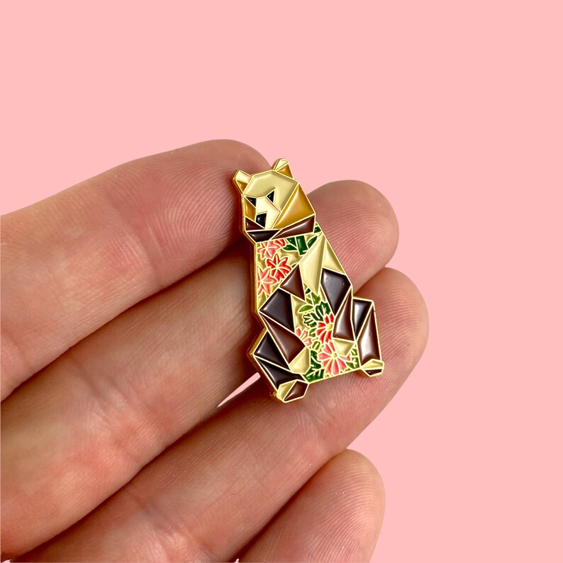 Origami Brown Bear Enamel Pin,Bear Enamel Pin,Bear Pins,Bear Gifts,Canadian Pin,Canadian Gift,Bear Jewelry,Bear Lover,Brown Bear,Bear Gift image 4