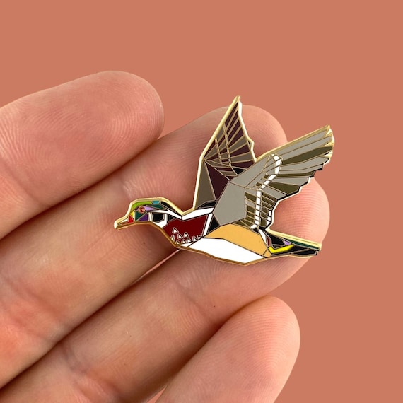 折り紙ウッドダックのエナメルピン：鳥好きへのギフト - Etsy 日本