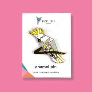 Origami Cockatoo Enamel Pin,Cockatoo Pin,Cockatoo Gifts,Australian Pin,Cockatoo Gift,Bird Jewelry,Bird Pin,Sulphur Crested Cockatoo,Birds image 4