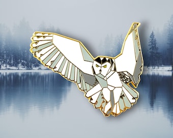 Snowy Owl Enamel Pin,Bird Enamel Pin,Origami Jewelry,Bird Lover,Bird Gift,Bird Pins,Bird watcher gifts,Owl pin,owl gifts,owl pins,Owl Lover