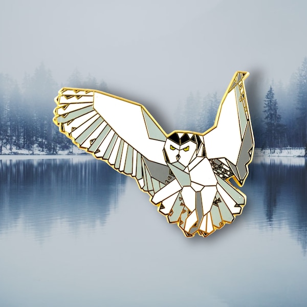 Snowy Owl Enamel Pin,Bird Enamel Pin,Origami Jewelry,Bird Lover,Bird Gift,Bird Pins,Bird watcher gifts,Owl pin,owl gifts,owl pins,Owl Lover