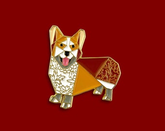 Corgi Enamel Pin,Origami Corgi Enamel Pin,Dog Pin,Dog Gift,Dog Lover,Origami Dog,Lapel Pin,Pooch,Corgi Dog,Corgi Lover,Corgi Pin,Welsh Corgi