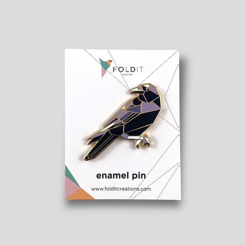 Crow Enamel Pin,Bird Enamel Pin,Origami Jewelry,Crow pin,Bird Lover,Bird Gift,Bird Pins,Birds,Crow Jewelry,Crow Art,Crow Gifts,Crow Gift image 7