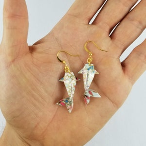 Floral Koi Fish Earrings,Origami Koi Fish,Koi Fish Jewelry,Paper Anniversary Gifts,First Anniversary Gift,Gift For Her,Koi Fish,Fish Earring image 4