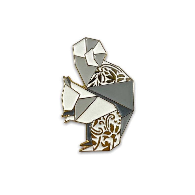 Squirrel Enamel Pin,Enamel Pin,Squirrel Pin,Squirrel Jewelry,Origami Squirrel,Squirrel Gift,Squirrel Friend,White Squirrel,Squirrel Pins image 6