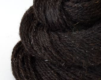 Handspun Yarn - Black Welsh Wool -  1.75oz, 166yd, WPI 17