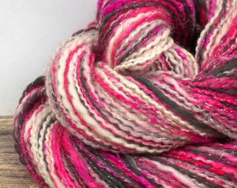 Handspun Yarn -  Hand Spun Merino Yarn - Art Yarn- 1.75oz, 164yd, 17WPI