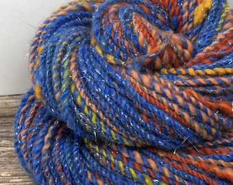 Handspun Art Yarn - Merino Bamboo Silk with Angelina Sparkle